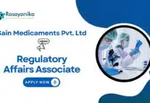 Regulatory Affairs Associate Job For Chemistry at SAIN MEDICAMENTS PVT. LTD Regulatory Affairs Jobs at Sain Medicaments | Apply Now