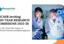 Research Programmes Admissions 2025-26 at JNCASR | MSc Chemistry Graduates Apply Now Research Programmes at JNCASR | MSc Chemistry Graduates Apply Now