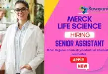 MSc Organic & Industrial Chemistry Jobs at Merck – Apply Online Advance Yourself in Merck Life Science Careers: Senior Assistant Job Role in Process R&D & Chemical Synthesis