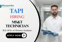MS&T Technician Job at TAPI | Chemistry Career MS&T Technochian Job at TAPI Chemistry Career