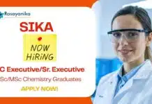 QC Executive Job at Sika | Msc Chemistry Candidates Apply Now QC Executive Job at Sika Msc Chemistry Candidates Apply Now