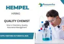 Quality Chemist Job at Hempel- Chemistry Graduates Apply Now Quality Chemist Job at Hempel- Chemistry Graduates Apply Now