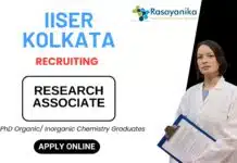 Research Associate Position at IISER Kolkata – Chemistry Job Research Associate Position at IISER Kolkata – Chemistry Job