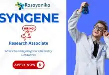 Research Associate – Organic Synthesis at Syngene, Bangalore | Chemistry Jobs Apply now Research Associate – Organic Synthesis at Syngene, Bangalore ,Chemistry Jobs