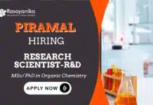 Scientist Position at Piramal | MSc Organic Chemistry Graduates Apply Now Research Scientist Position | Organic Chemistry Jobs-Piramal Careers