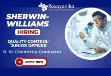 QC Junior Officer Job For Chemistry – Sherwin-Williams is Hiring! QC-Junior Officer Job in Bangalore – Sherwin-Williams is Hiring!