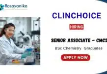 Senior Associate Job in ClinChoice – Chemistry Graduates Apply Now Senior Associate Job at ClinChoice Pharma Graduates Apply Now