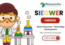 Join Siegwerk as Senior Executive – Technology Development | MSc Chemistry Freshers Job Senior Executive Technology Development Job at Siegwerk India, chemistry fresher jobs,msc chemistry freshers job