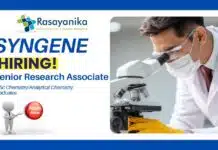 Exciting Senior Research Associate Opportunity at Syngene, Bangalore | Msc chemistry Jobs | Apply now Senior Research Associate Opportunity at Syngene, Bangalore ,Msc chemistry jobs