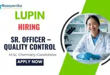 Sr. Officer – Quality Control | MSc Chemistry Job at Lupin Tarapur Sr. Officer – Quality Control MSc Chemistry Job at Lupin Tarapur