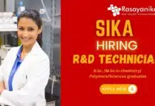 R&D Technician Job Opportunity at Sika: Specialty Chemicals Lab Role | B.Sc. chemistry jobs R&D Technician Job Opportunity at Sika: Specialty Chemicals Lab Role | B.Sc. chemistry jobs