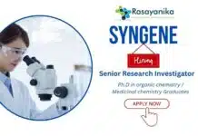 Senior Research Investigator at Syngene Bangalore | PhD Chemistry Jobs India Apply Now Senior Research Investigator at Syngene Bangalore | PhD Chemistry Jobs India