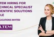 Altem Hiring For Technical Specialist Scientific Solutions Role – Applications Invited Altem Hiring | Chemistry & Chem Engg Jobs