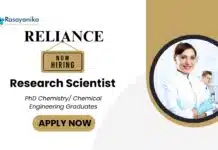 Research Scientist Jobs at Reliance Industries Limited Research Scientist Jobs at Reliance Industries Limited | Chemistry Candidates Apply