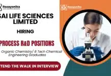MSc Chemistry Jobs at Sai Life Sciences Limited | Apply Now for the Research Positions Chemistry Job at Sai Life Sciences Attend the Walk-In Interview