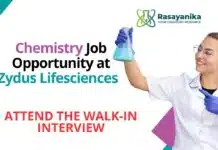 Zydus Walk In Interview | Chemistry Graduates Apply Now BSc Chemistry Jobs at Zydus Life Sciences Attend the Walk-In Interview