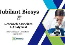 Research Associate I – Analytical Role at Jubilant Biosys: Career Opportunity Research Associate Jobs at Jubilant Biosys | MSc Analytical Chemistry Jobs