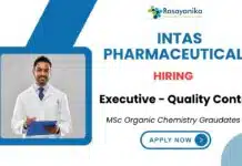 QC Job at Intas Pharmaceuticals | Organic Chemistry Candidates Apply Now QC Job Intas Pharmaceuticals-Organic Chemistry Job