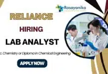 Lab Analyst Vacancy at Reliance Industries Vadodara | Chemistry & Chemical Engg Job Reliance Careers 2025 Lab Analyst Vacancy in Vadodara-Chemical Engineering Job