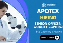 Chemistry Job at Apotex | Quality Control Role Apotex Career QC Job Chemistry Jobs in Bangalore