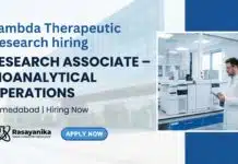 Lambda Research Associate – Bioanalytical Operations Research Associate Jobs at Lambda Therapeutics | MSc Candidates Apply