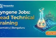 Syngene Jobs as Lead Technical Training | Chemistry Jobs in Bengaluru Syngene Jobs as Lead Technical Training | Chemistry Jobs in Bengaluru
