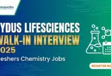 Zydus Lifesciences Walk-In Interview 2025 For Freshers Chemistry: API, Engineering & Production Roles Chemistry Jobs at Zydus Lifesciences | Attend the Walk-In Interview