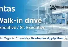 Intas Virtual Walk In Drive | MSc Organic Chemistry Graduates Apply now Executive Job at Intas Attend the Walk-In Interview