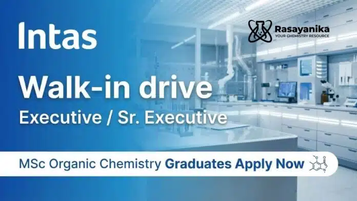 Executive Job at Intas Attend the Walk-In Interview Executive Job at Intas Attend the Walk-In Interview