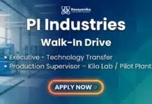 PI Industries Walk-in Interview for Chemical Engineering & Chemistry Jobs MSc Chemistry Jobs PI Industry | Attend the Walk-in Interview
