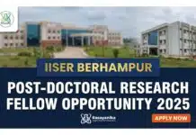 IISER Berhampur Post-Doctoral Research Fellow Position in Chemistry Post-Doctoral Research Fellow at IISER Berhampur | Chemistry Candidates Apply