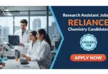 Freshers MSc Chemistry Research Assistant Job at Reliance Industries Ltd, Apply Online Research Assistant Jobs at Reliance | Chemistry Graduates Apply