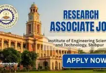 IIEST Research Associate Vacancy | Apply & Earn up to Rs. 75,400/- per month IIEST Recruitment 2026 | Research Associate Job in Chemical Engineering | Apply Now