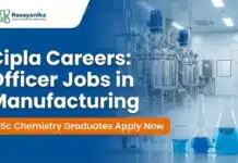 BSc Chemistry Jobs at Cipla | Apply Now Cipla Careers: Officer Jobs in Manufacturing | Apply Now