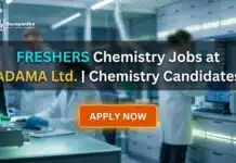 Freshers Chemistry Jobs at ADAMA: Trainee Chemist Opportunity in Hyderabad Freshers Chemistry Jobs at ADAMA Ltd. | Candidates Apply Now