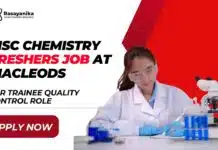 Macleods is Hiring Freshers MSc Chemistry Graduates | Trainee-Quality Control Role MSc Chemistry Freshers Job at Macleods | Apply for Trainee Quality Control Role