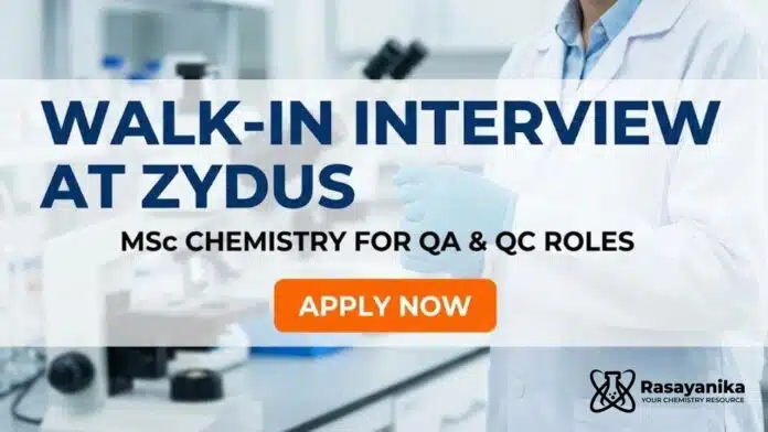MSc Chemistry Job Walk-In Interview at Zydus Lifesciences | Apply Now MSc Chemistry Job Walk-In Interview at Zydus Lifesciences | Apply Now