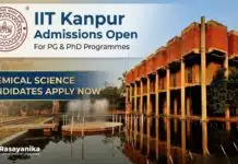 IIT Kanpur Admissions Open for PG & PhD Programmes for Chemical Science Candidates | Apply Now IIT Kanpur Vacancy-PG & PhD Admissions for Chemical Science Graduates | Apply Now
