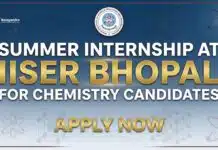 IISER Bhopal Summer Internship Program For Chemistry Candidates – Apply for Government Research Internship 2026 Summer Internship at IISER Bhopal for Chemistry Graduates Apply