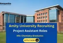 Amity University is recruiting Project Assistant Role | MSc Chemistry Graduates Apply Now MSc Chemistry Jobs at Amity University | Apply for Project Assistant Role