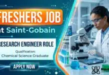 Saint-Gobain is Hiring Freshers Chemical Science Graduates | Research Engineer Role MSc Chemistry Freshers Job at Saint-Gobain | Apply Now for Research Engineer Role