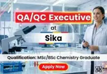 Sika Is Hiring Quality Executives | Chemistry Graduates Apply Now Quality Executive Job at Sika | MSc/BSc Chemistry Graduates Apply Now