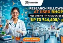 Research Fellowship at IISER Bhopal | MSc Chemistry Graduates Apply Now & Earn up to ₹44,400/- pm Research Fellowship at IISER Bhopal | MSc Chemistry Graduates Apply Now