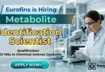 Eurofins is Hiring Metabolite Identification Scientist | MSc Chemistry Graduates Apply Now MSc Chemistry Job at Eurofins | Apply Now for Metabolite Identification Scientist Role