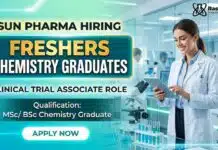 Freshers Chemistry Job at Sun Pharma | Clinical Trial Associate Role MSc Chemistry Freshers Job at Sun Pharma | Apply Now for Clinical Trial Associate Role