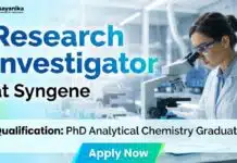 Syngene is Hiring PhD Chemistry Graduates | Research Investigator Role PhD Chemistry Job at Syngene | Apply Now for Research Investigator