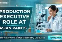 Asian Paints is Hiring Production Executive Roles | MSc/BSc Chemistry Graduates Apply Now MSc Chemistry Job at Asian Paints | Apply Now for Production Executive Job