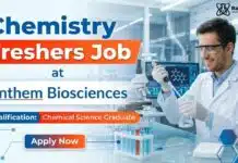 Anthem Biosciences Hiring MSc Chemistry Freshers Graduates | Apply Now MSc Chemistry Freshers Job at Anthem Biosciences | Apply Now