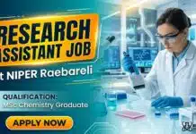 Government Vacancy 2026 | NIPER Raebareli Recruiting Chemistry Graduates | Apply Now Research Assistant Job at NIPER Raebareli | MSc Chemistry Graduates Apply Now