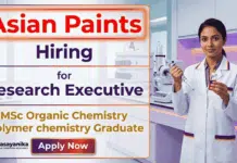 Organic Chemistry Jobs at Asian Paints Career | Research Executive Jobs | Apply Now Organic Chemistry Jobs Asian Paints Career research jobs hiring